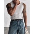 thumbnail image 4 of Men'S Ribbed Knit Form-Fitting Workout Wide Shoulder Tank Top White XXL, 4 of 8