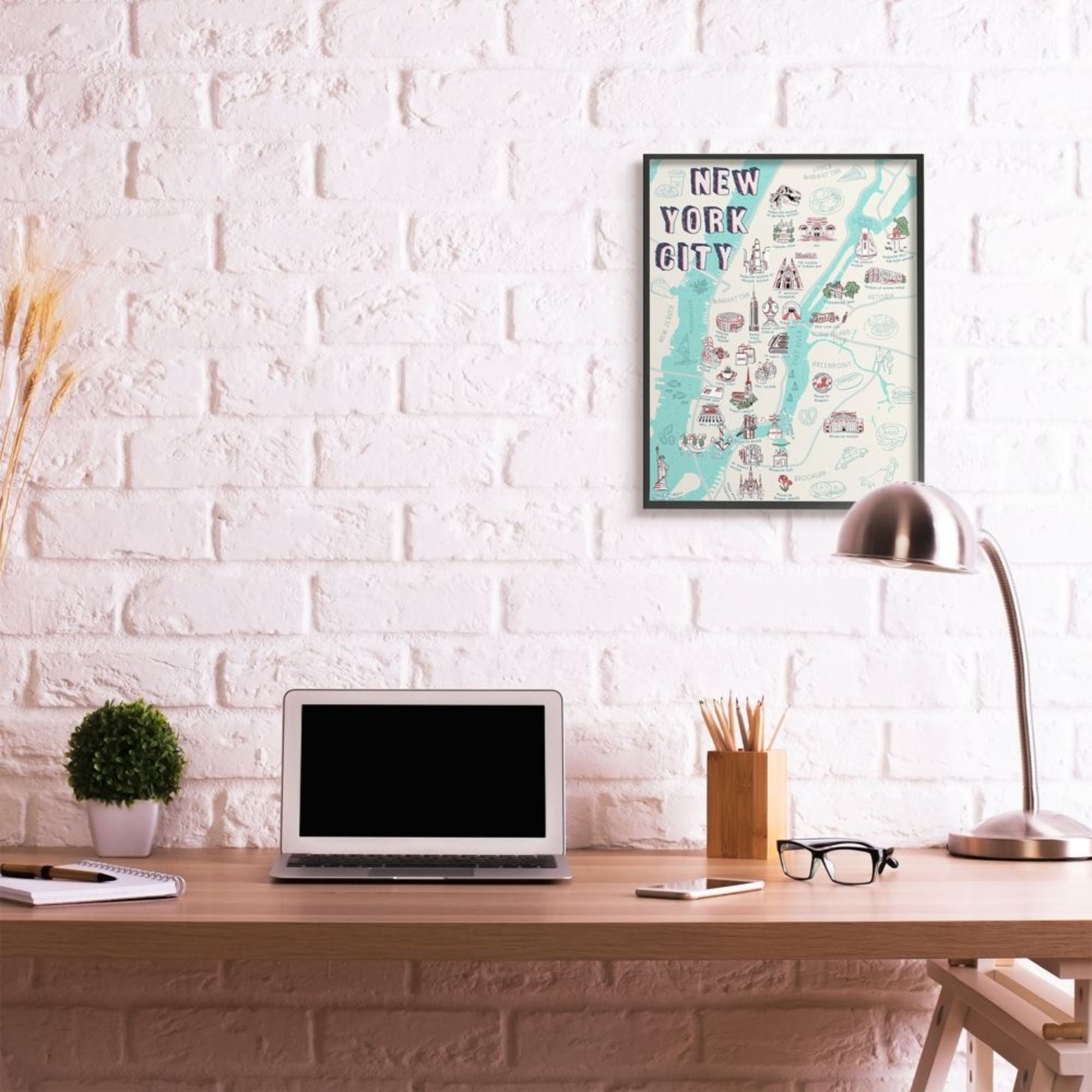 Stupell Industries New York City Landmark Map Local Tourist Attractions Design by Ziwei Li