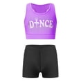 thumbnail image 3 of iiniim Kids Girls Sleeveless Round Neck Printed Racerback Crop Top with Elastic Waistband Swimming Shorts 6-14 Purple 8, 3 of 7