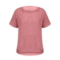 thumbnail image 6 of Women Linen Shirt, Yigetop Women's Summer Short Sleeve Solid Casual Loose Linen Top Cotton Linen Shirts for Women Pink L, 6 of 9