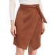 thumbnail image 1 of Falda de gamuza sintética cruzada hasta la rodilla con abertura frontal y corte en A para mujer Caramelo XS, 1 of 6