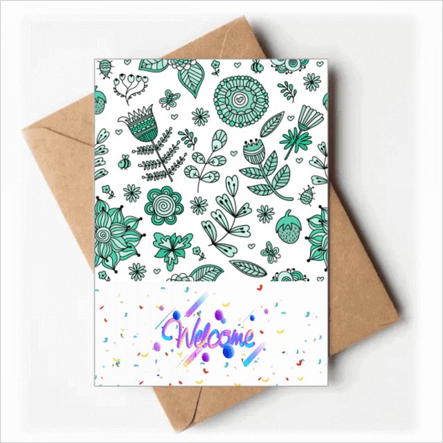 green flowers drawing s Welcome Back Greeting Cards Envelopes Blank