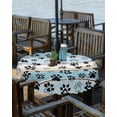 thumbnail image 2 of nqOlkjepod Blue Beige Paw Print Outdoor Tablecloth with Umbrella Hole & Zipper, Vintage Farmhouse Country Wood Grain Round Table Cover 54 Inch, Dining Waterproof Table Cloth Protector for Patio, 2 of 7