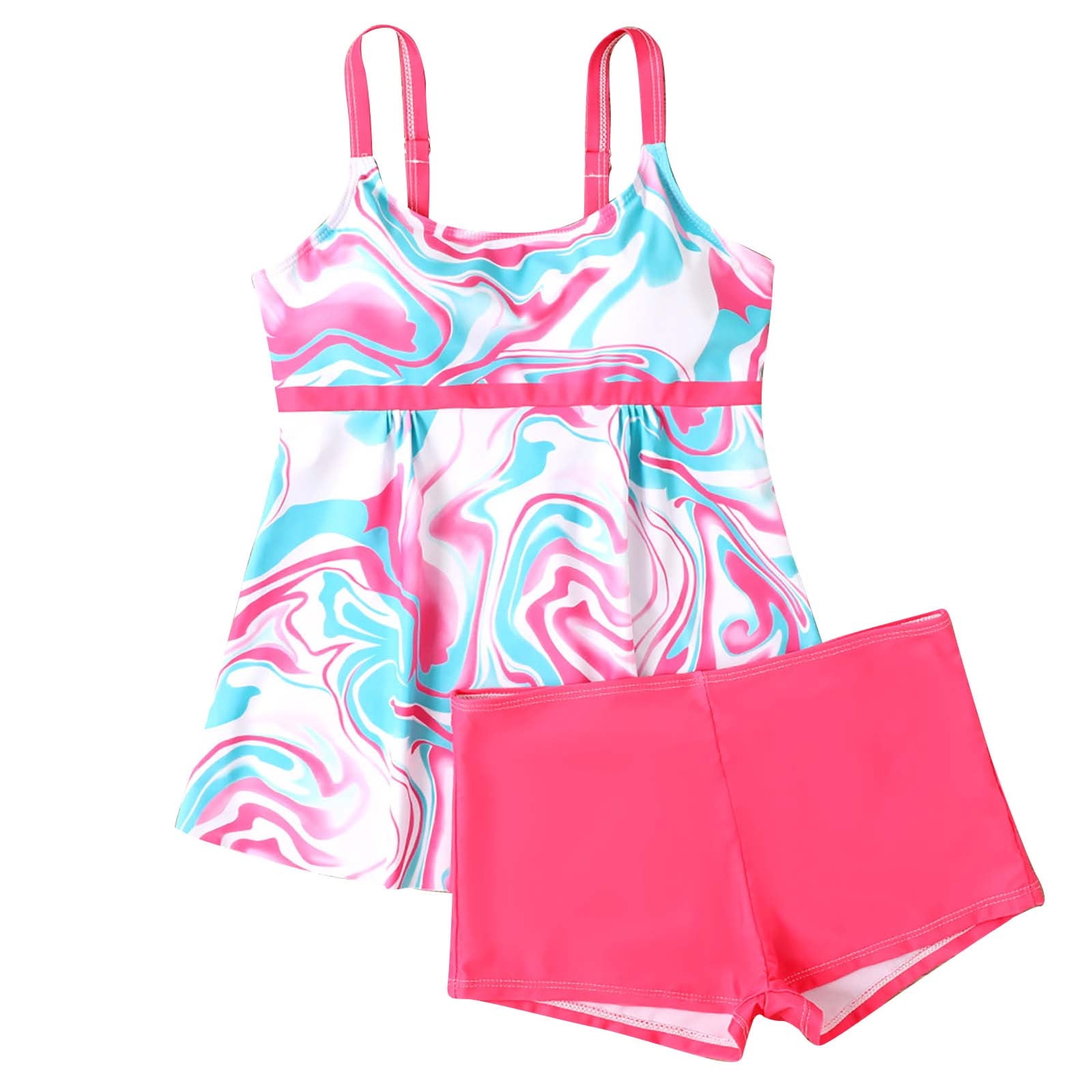 DISKEBUISS Women's and Women's Plus Tankinis Print Swimsuit Swim Suits with High Waisted Bottom S-5XL
