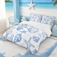 thumbnail image 2 of Manfei Blue and White Seashell Starfish Queen Duvet Cover Set for Kids Boys and Girls, Coastal Sealife Bedding, Reversible 3-Piece, 1 Duvet Cover and 2 Pillowcases, 2 of 6