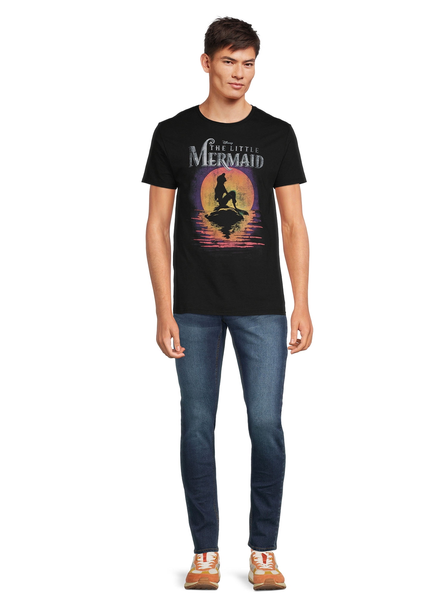 Disney Little Mermaid Sunset Ariel, Men's Graphic Crew Neck Short Sleeve T-Shirt, Size S-3XL (Men's & Big Men's)