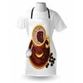 thumbnail image 4 of Coffee Apron, Graphic Image of a Foamy Cappuccino with a Spoon and Some Beans, Unisex Kitchen Bib with Adjustable Neck for Cooking Gardening, Adult Size, Redbrown Mustard, by Ambesonne, 4 of 4