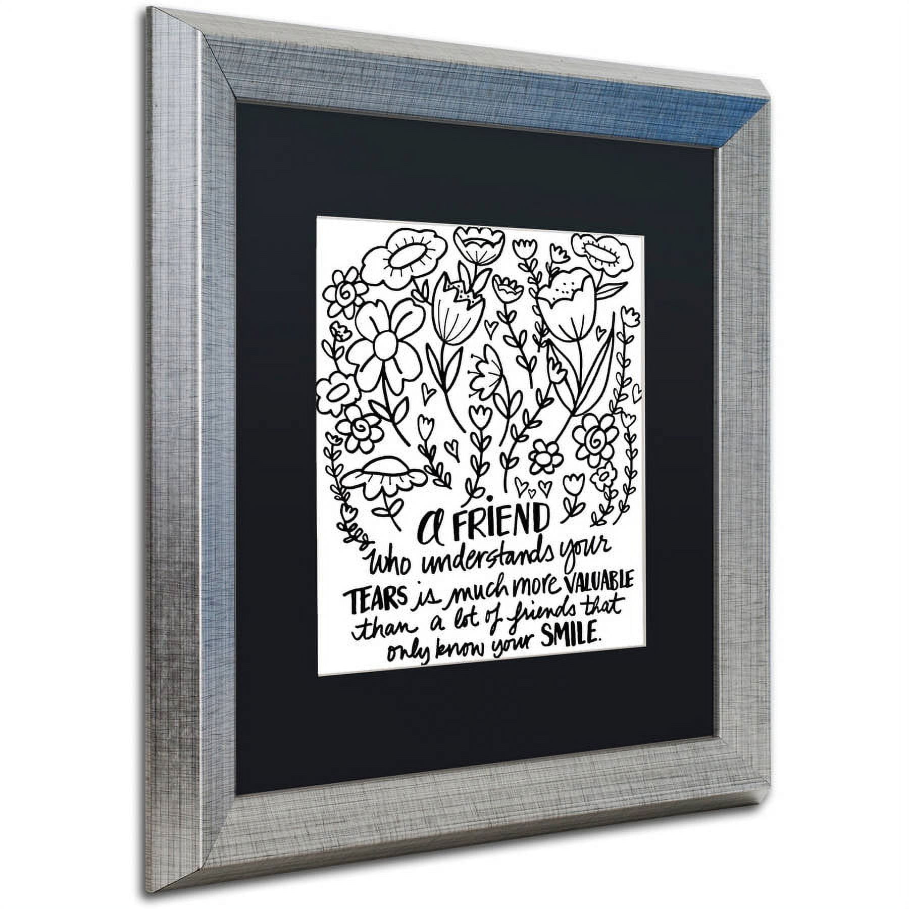 Trademark Fine Art "A Friend" Canvas Art by Elizabeth Caldwell, Black Matte, Silver Frame