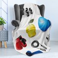 thumbnail image 4 of Fitness Soft Flannel Fleece Throw Blanket, Realistic Vivid Workout Items Burning Calories Weight Loss Athletic Motivation, Cozy Plush for Indoor and Outdoor Use, 50" x 70", Multicolor, by Ambesonne, 4 of 5