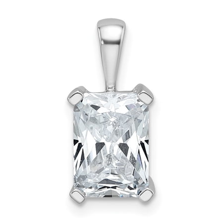 Diamond2Deal 14K White Gold 2 1/2 carat Lab Grown Diamond VS/SI+ G+ Radiant Complete Four Prong Pendant