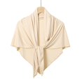 thumbnail image 2 of LEKODE Women Triangle Knit Shawl Wrap with Pull Through Loop, Versatile Poncho Cover Up for Office Wedding Evening Daily Wear Beige One Size, 2 of 5
