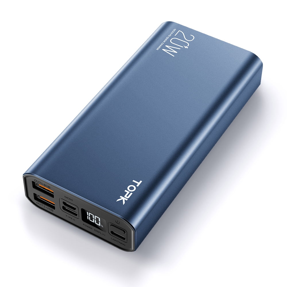 TOPK Portable Charger 20000mAh Power Bank 20W PD QC3.0 Fast Charging USB C External Battery with 3 Outputs & 3 Inputs Cell Phone Charger Battery for ...