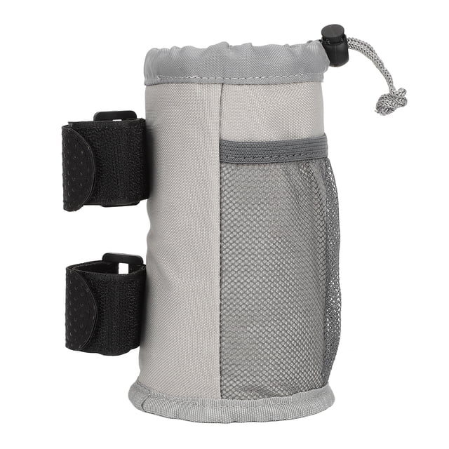 Portabotellas para bicicleta, ajustable para botellas de 12 a 32 oz, duradero, de tela Oxford, para silla de ruedas, para barras de 0,9 a 2 pulgadas, color gris, 17,5 x 8,5 x 17,5 cm