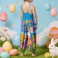 thumbnail image 3 of 1-10 Years Toddler Baby Girl Easter Outfit Rabbit Sleeveless Romper Jumpsuit Overalls Spaghetti Strap Wide Leg Summer Suspender Pants Playsuit Blue, 3 of 6