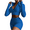 Blue, variant on Akmipoem Women 2 Piece Outfits Workout Set Textured Gym Yoga Booty Short Zip up Crop Top Tracksuit