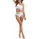 thumbnail image 2 of INSPIRE CHIC Conjuntos de bikini de una sola manga acanalados para mujeres, 2 piezas, cintura alta, trajes de baño con ribete trenzado en color, talla pequeña, blanca, 2 of 5