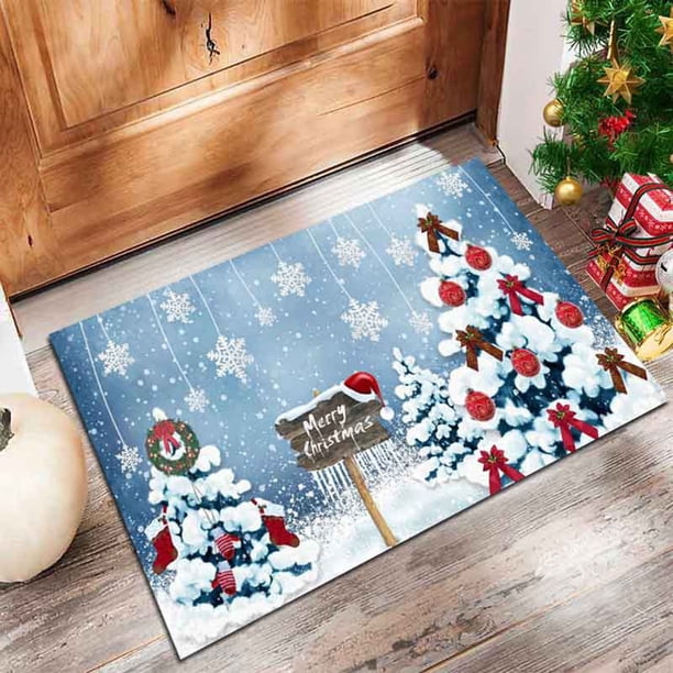 TAKTUK Felpudo para puerta de entrada, decoración navideña, decoración de nieve, alfombra de cocina, Let It Snow, Navidad, fiesta de invierno, alfombra de suelo, decoración navideña para el hogar,