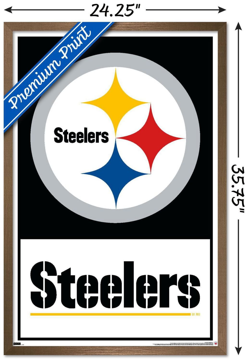 NFL Pittsburgh Steelers - Logo 21 Wall Poster, 22.375" x 34" Framed