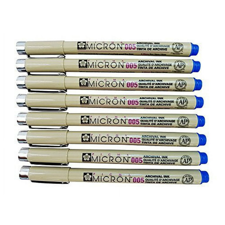 Sakura Pigma Micron pen 005 Blue ink marker felt tip pen, Archival pigment  ink pens, 0.20mm line-width fine point for artist, technical drawing pens 