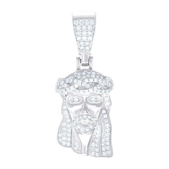 14K White Gold Look 925 Sterling Silver Mens 0.81ct Moissanite Jesus Religious Charm Pendant