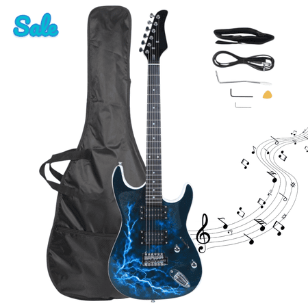 GZXS 39 Inch Electric Guitar, Beginner Starter Set with Bag, Strap, Plectrums and Power Cord, Black & White