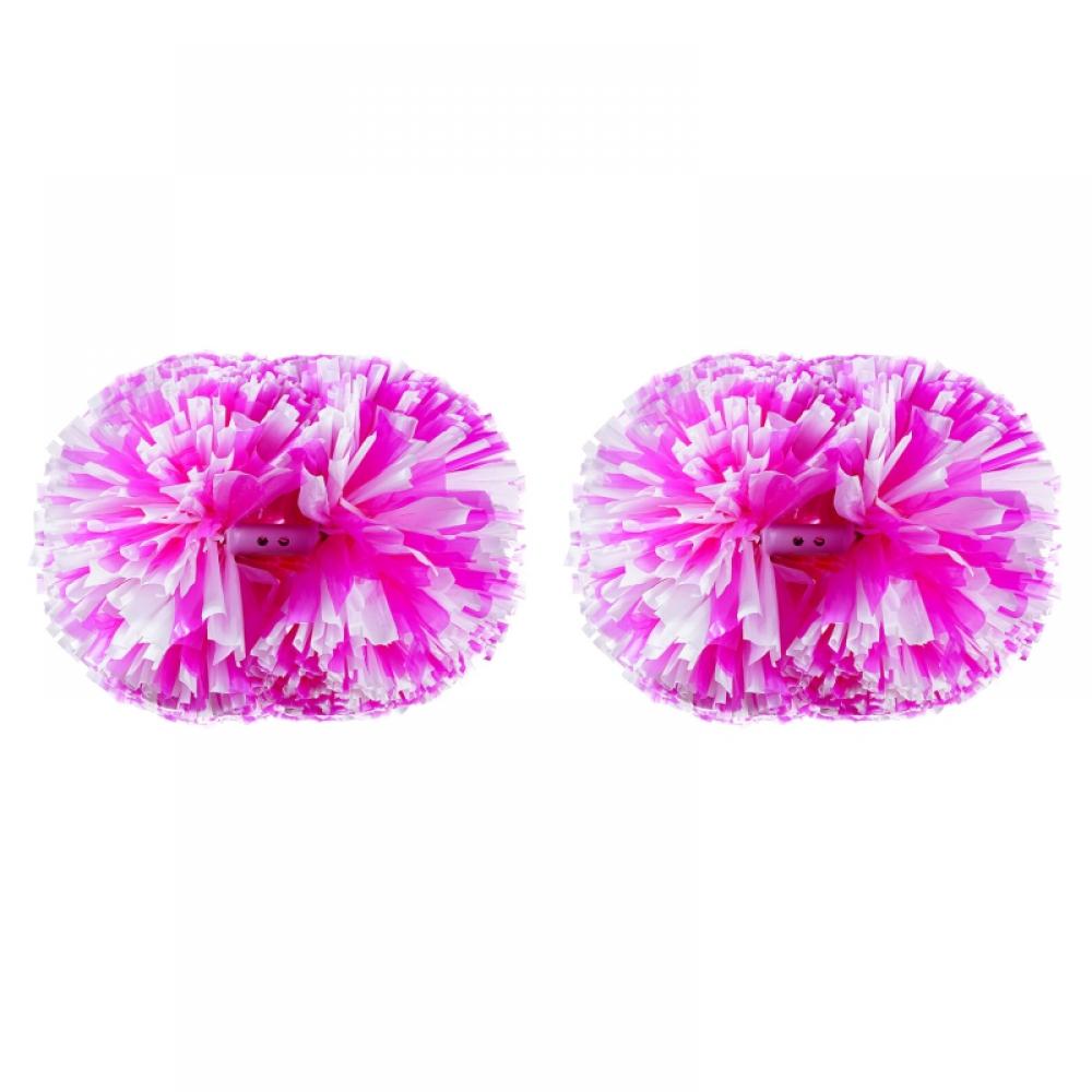2 Pack Cheerleading Pom Poms with Baton Handle Colorful Cheer Pom Poms