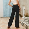 thumbnail image 6 of IDALL Linen Pants Women Petite Pants Women Casual Linen Cotton Drawstring Straight Leg Pants Lounge Pants Women Summer Pants Black 2XL, 6 of 8