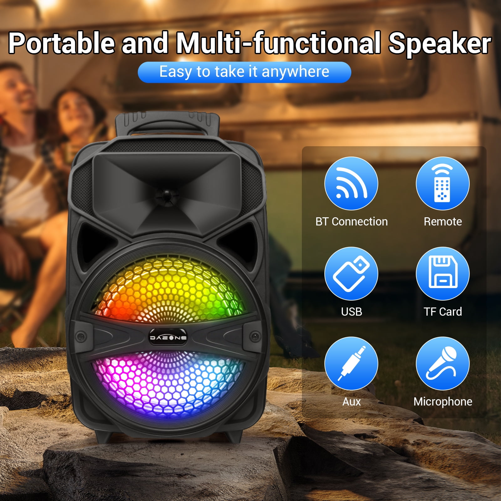 Portable Wireless Bluetooth Tailgate Speaker With LED Flashing