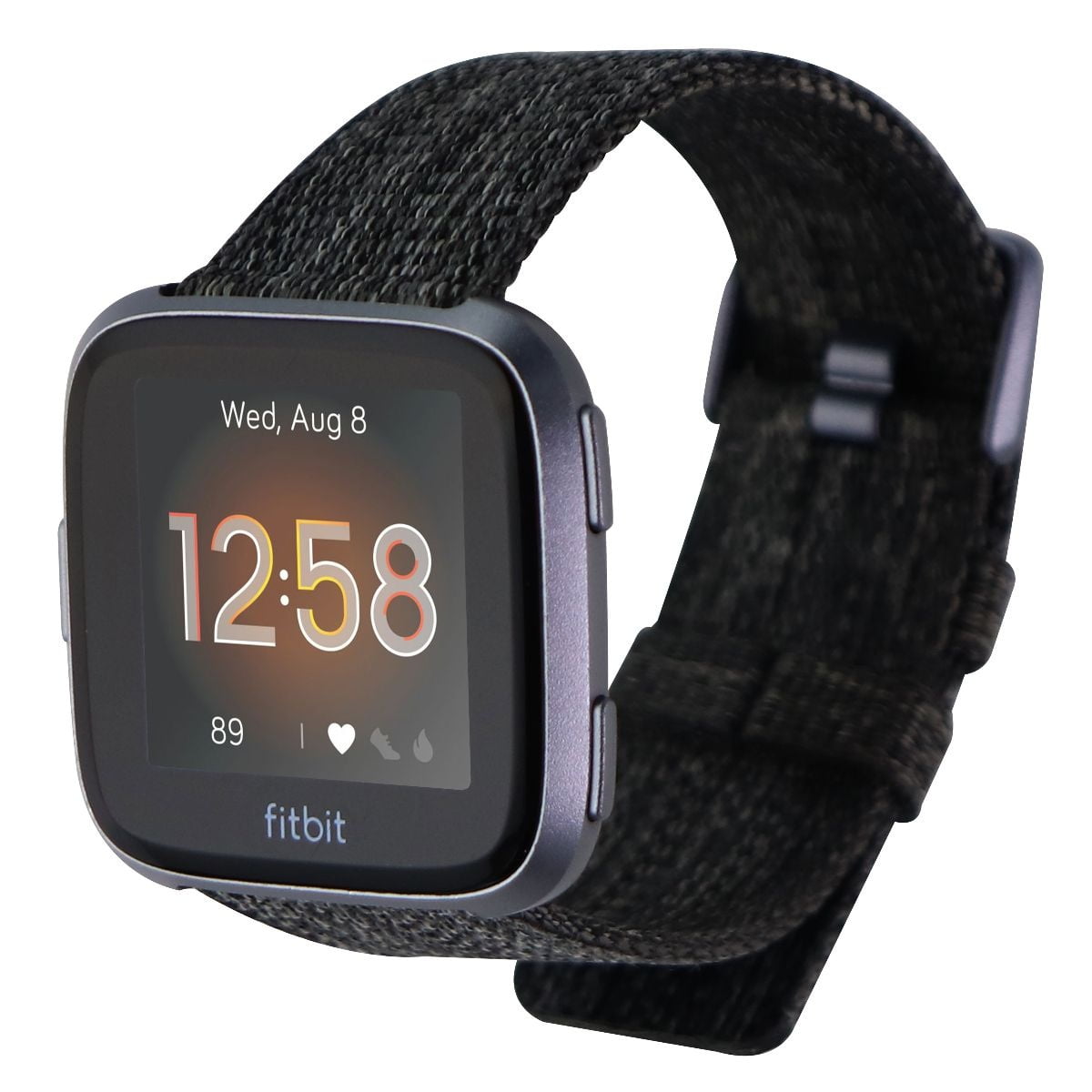 Fitbit Versa Special Edition Smart Watch - Charcoal Woven & Black Band (Refurbished) | Walmart
