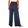 thumbnail image 4 of Olyvenn Wide Leg Pants Woman Linen High Waisted Pull On Flowy Casual Baggy Drawstring Palazzo Trousers Pants Resort Wear Navy XXL, 4 of 9