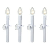 612 Vermont Ultra-Bright LED Window Candles with Timer and Suction Cup, Plastic Shatterproof Bulbs, Battery Operated, White Candlestick, (Pack of 4)