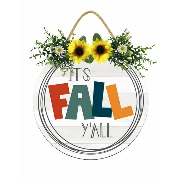 LERJIMUX It's Fall Y'all Hanging Sign Front Door Decor Fall Decorative Wooden Signs Rustic Porch Decoration for Home Office Garden Farmhouse 11 Inch