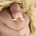 thumbnail image 2 of SHREENATHJEWELRY 6MM / 2Ct Natural Sunstone Engagement Ring- Freshwater Pearl Proposal Ring Orange Gemstone Wedding Jewelry Bridal Wedding Girt Ring, 2 of 8