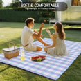 thumbnail image 4 of Blue Grid Outdoor Rug 5x7 Ft - Reversible Patio Rug Outdoor Camping Rugs, Checkered Plaid Gingham Lattice Trellis Print Indoor Outdoor Area Rugs, Non-Slip Outdoor Carpet Runner for Deck/Porch, 4 of 8