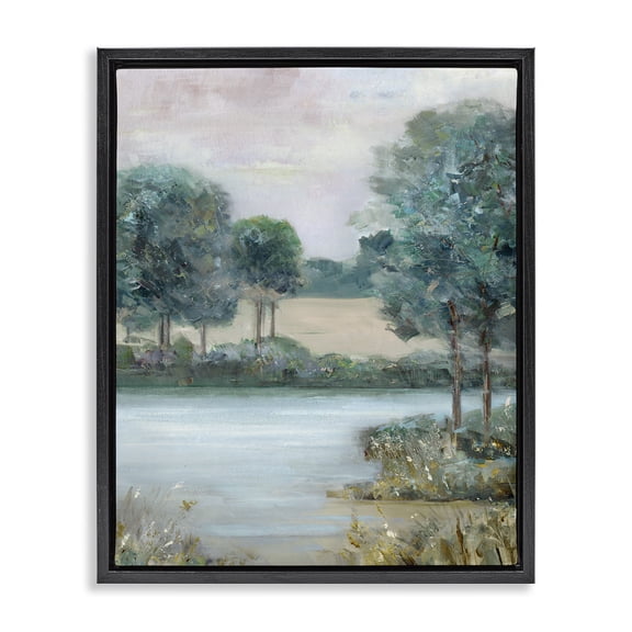Stupell Industries River Marsh in Forest Landscape & Nature Painting Black Floater Framed Canvas Art Print Wall Art, 17 x 21