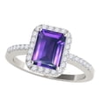 thumbnail image 1 of Mauli Jewels Rings for Women 3.15 Carat Diamond and Emerald Shaped Amethyst Ring 4-prong 10K White Gold, 1 of 6