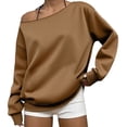 thumbnail image 3 of Women’s Casual Off Shoulder Sweatshirt Long Sleeve Loose Solid Long Sleeve Lightweight Tops Y2k Pullovers, 3 of 7