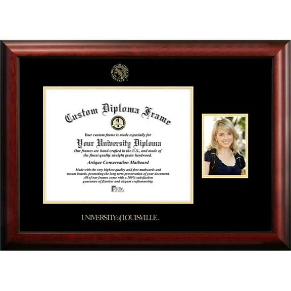 Campus Images KY997PGED-1714 14 x 17 in. University of Louisville Gold Embossed Diploma Satin Mahogany Frame with 5 x 7 in. Portrait