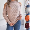 thumbnail image 3 of shoper Cold Shoulder Tops for Women,Turtleneck Sweater Women 2025 Fall Fall Winter Long Sleeve Loose Casual Soft Cable Knit Pullover Jumper Tops, 3 of 6