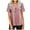 Pink, variant on Womens Plus Size,Women Tops Casual V-Neck Patchwork Zipper Short Sleeve Loose Comfortable Blouse