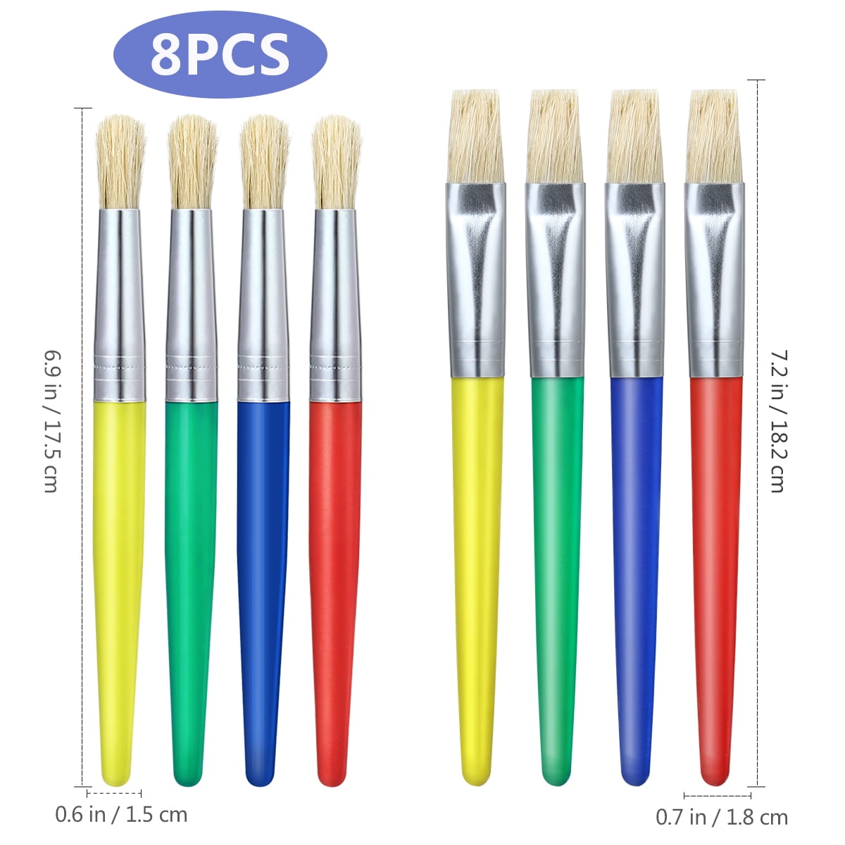 Childrens Paint Brushes 8 Pcs Colorful Kids Paint Brush Set Plastic