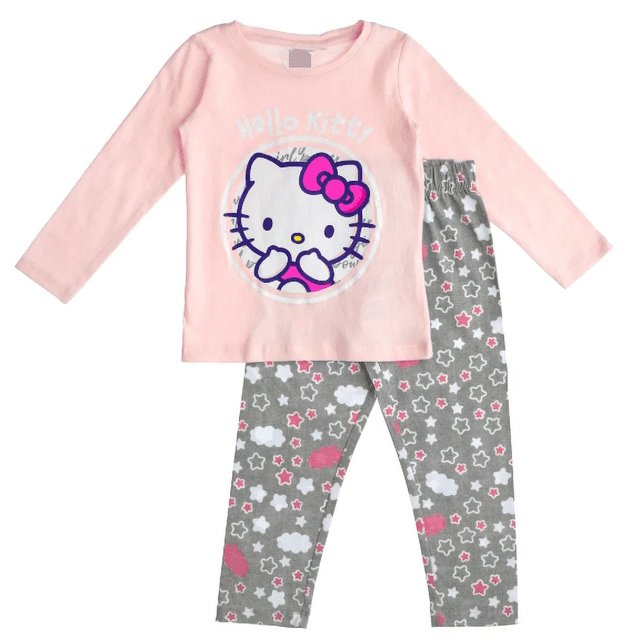 Personalizar Hallokitty pantalones de pijama para niñas y conjuntos de camisas para dormir PJ Top conjunto de ropa de dormir de poliéster para niñas pijamas para niños a granel