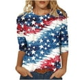 thumbnail image 2 of Cavosen 4th of July Tops for Women Petite Patriotic 3/4 Sleeve Round Neck Shirts American Flag Print Shirts Lady XL Independence Day Casual Tops Funny 4th of July Tunic Tees 2025 Patriotic Blouses, 2 of 5