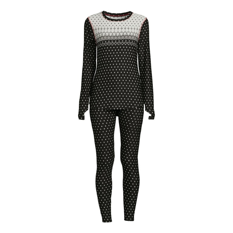 ClimateRight by Cuddl Duds Women s and Women s Plus Size Jersey Thermal Top and Leggings 2 Piece Set Walmart