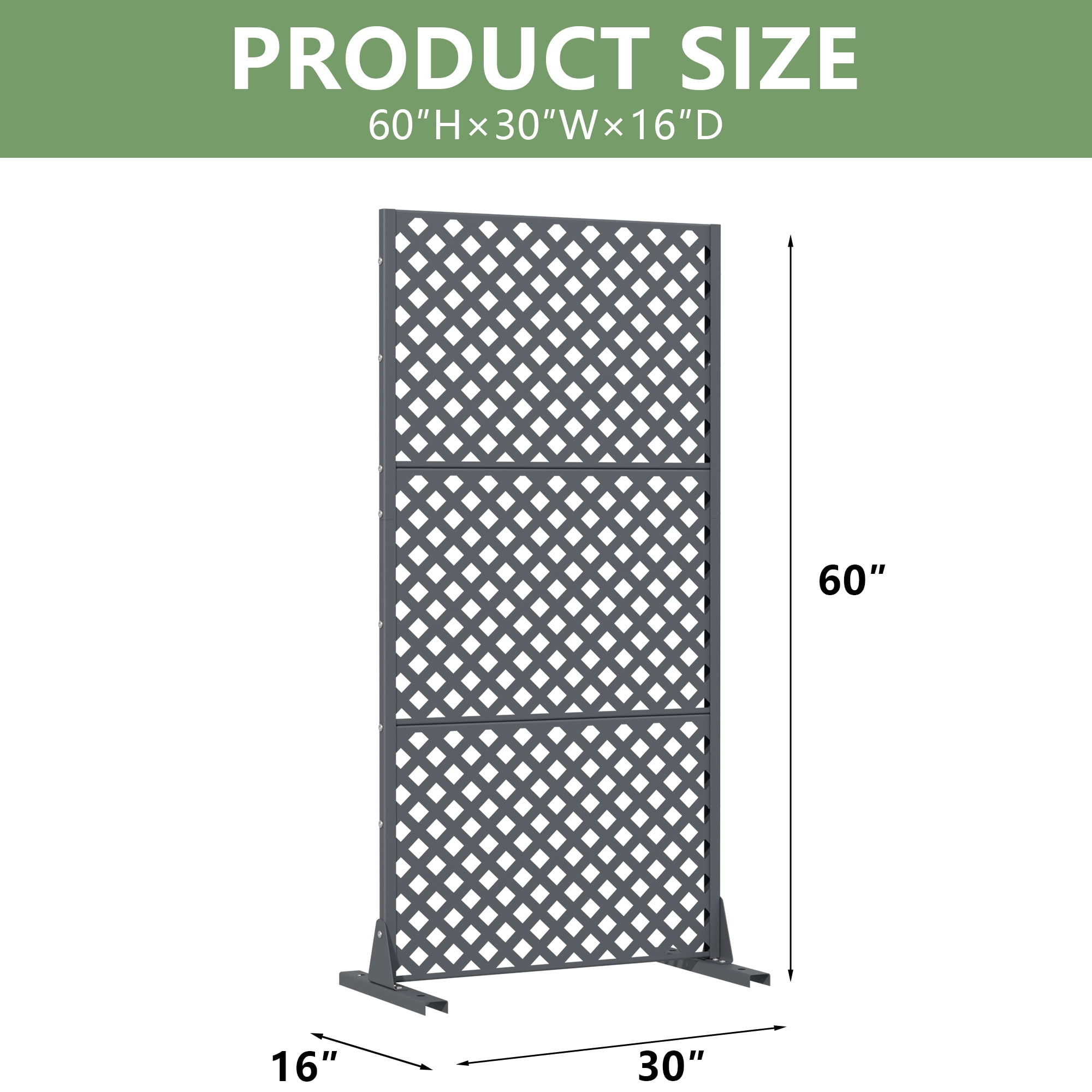MAYEERTY 59*30in Outdoor Privacy Screen, Powder Coated Metal Privacy Fence, Small Space Privacy Panel for Patio, Garden