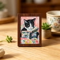 thumbnail image 5 of Reading Cats Mini Framed Wall Art – Floral Cat Print Wood Decor,C, 5 of 6