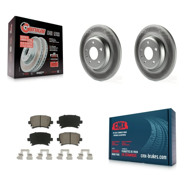 Transit Auto Rear Coated Disc Brake Rotors and Ceramic Pads Kit for Car 2009 Audi A4 Quattro Convertible with 300mm Diameter Rotor KGC-101797
