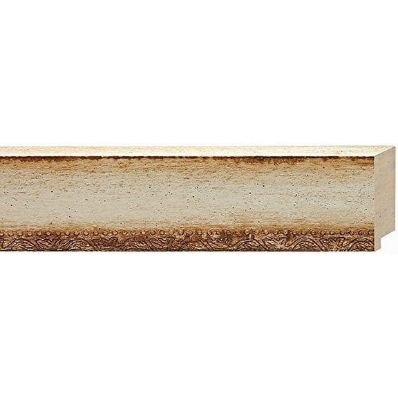 Picture Frame Moulding (Wood) 18Ft Bundle - Distressed/Aged White Finish - 2.25" Width - 1/2"