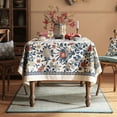 thumbnail image 4 of Designer Blue Tablecloth for Rectangle Tables,Vintage Linen with Leaves and Flowers Pattern Tablecloths,Farmhouse Floral Table Cover Cloth Decor for Kitchen Dining Christmas,55"*71", 4 of 6