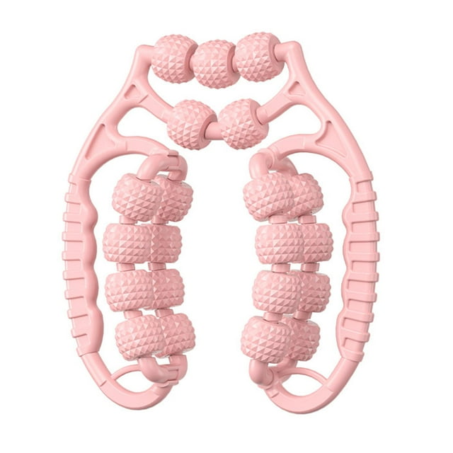 Rodillo de masaje multifuncional de 21 ruedas para piernas y muslos de hombre. Ideal para interiores. Rosa